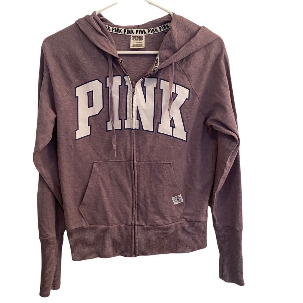 Pink Victoria Secret Lavender Hooded Sweat Full Zip Jacket Sz XS